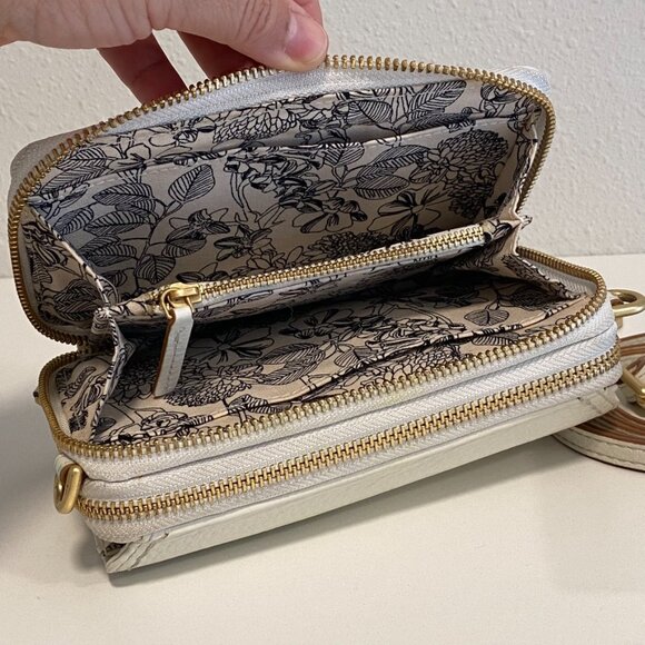 VERA BRADLEY  "Mallory"  White Leather All-In-One RFID Crossbody Bag Or Wristlet - Picture 10 of 14